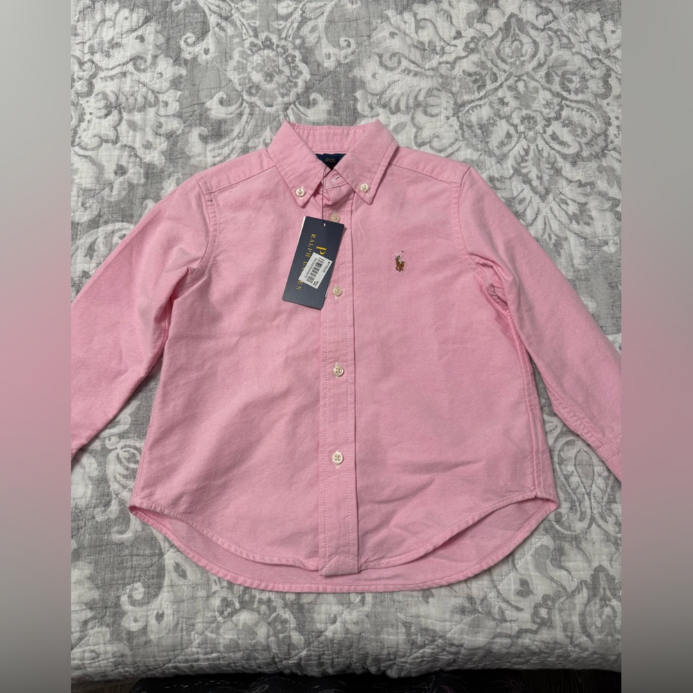 Toddler Boy Pink Button-Up long sleeve Polo Ralph Lauren
